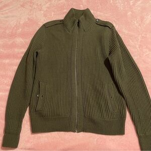 Gap Men’s Olive Green Ribbed Knit Sweater Jacket Size Small
